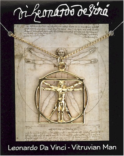 thumbnail image 2 of Gold Vitruvian Man Pendant Necklace 14K, 18K Solid Gold 2 of 10