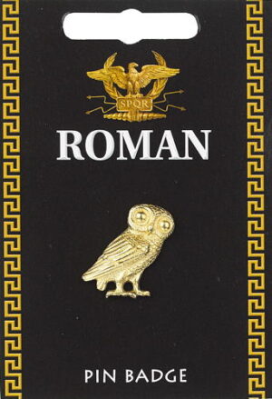 Large Roman Owl Pin Badge - Gold Plated