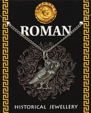 Large Roman Owl Pendant - Pewter