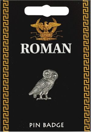 Large Roman Owl Pin Badge - Pewter